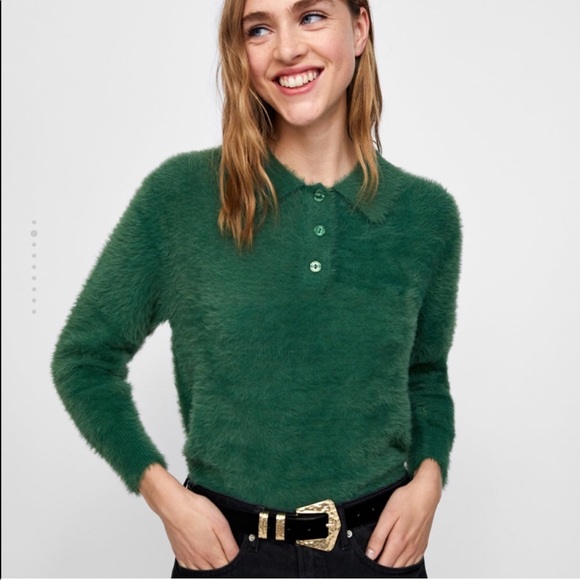 fuzzy polo sweater